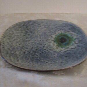 Audrey Durnan pottery peacock platter, wall plate